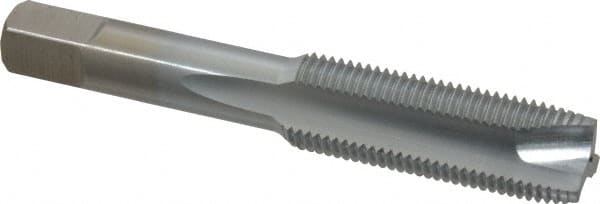 Made in USA - M16x1.50 Metric Fine, 3 Flute, Chrome Finish, High Speed Steel Spiral Point Tap - Plug Chamfer, Right Hand Thread, 3-13/16" OAL, 1-13/16" Thread Length, 0.48" Shank Diam - Exact Tooling