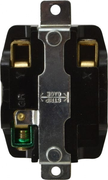 Hubbell Wiring Device-Kellems - 250 VAC, 50 Amp, Self Grounding Receptacle - 2 Poles, 3 Wire, Female End, Black - Exact Tooling