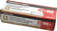 Porter-Cable - 18 Gauge 1-1/4" Long Brad Nails for Power Nailers - Grade 2 Steel, Galvanized Finish, Smooth Shank, Straight Stick Collation, Brad Head, Chisel Point - Exact Tooling