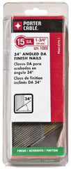 Porter-Cable - 18 Gauge 1-3/4" Long Finishing Nails for Power Nailers - Grade 2 Steel, Bright Finish, Angled Stick Collation, Chisel Point - Exact Tooling