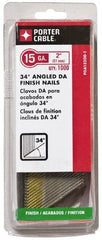 Porter-Cable - 15 Gauge 2" Long Finishing Nails for Power Nailers - Grade 2 Steel, Bright Finish, Angled Stick Collation, Chisel Point - Exact Tooling