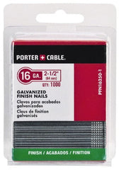 Porter-Cable - 16 Gauge 1-3/4" Long Finishing Nails for Power Nailers - Grade 2 Steel, Galvanized Finish, Straight Stick Collation, Chisel Point - Exact Tooling