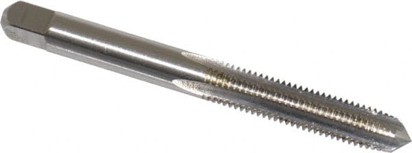 Kennametal - 1/4-28 UNF 3B 4 Flute Bright Finish High Speed Steel Straight Flute Standard Hand Tap - Plug, Right Hand Thread, 2-1/2" OAL, 1" Thread Length, H3 Limit, Oversize - Exact Tooling