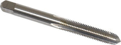 Kennametal - 1/4-28 UNF 3B 4 Flute Bright Finish High Speed Steel Straight Flute Standard Hand Tap - Plug, Right Hand Thread, 2-1/2" OAL, 1" Thread Length, H3 Limit, Oversize - Exact Tooling