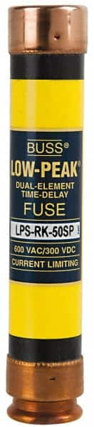 Cooper Bussmann - 300 VDC, 600 VAC, 50 Amp, Time Delay General Purpose Fuse - Fuse Holder Mount, 5-1/2" OAL, 100 at DC, 300 at AC (RMS) kA Rating, 1-1/16" Diam - Exact Tooling