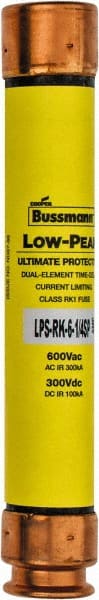 Cooper Bussmann - 300 VDC, 600 VAC, 6.25 Amp, Time Delay General Purpose Fuse - Fuse Holder Mount, 127mm OAL, 100 at DC, 300 at AC (RMS) kA Rating, 13/16" Diam - Exact Tooling