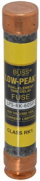 Cooper Bussmann - 300 VDC, 600 VAC, 60 Amp, Time Delay General Purpose Fuse - Fuse Holder Mount, 5-1/2" OAL, 100 at DC, 300 at AC (RMS) kA Rating, 1-1/16" Diam - Exact Tooling