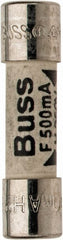 Cooper Bussmann - 250 VAC, 32 VDC, 0.5 Amp, Fast-Acting Miniature Ceramic Fuse - 20mm OAL, 5mm Diam - Exact Tooling