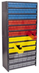 Quantum Storage - 42 Bin Closed Shelving Systems - 36 Inch Overall Width x 12 Inch Overall Depth x 39 Inch Overall Height, Red High Impact Polystyrene Bins - Exact Tooling