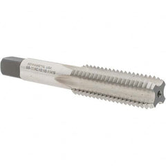 Kennametal - 5/8-11 UNC 3B 4 Flute Bright Finish High Speed Steel Straight Flute Standard Hand Tap - Bottoming, Right Hand Thread, 3.81" OAL, 1.813" Thread Length, H3 Limit, Oversize - Exact Tooling