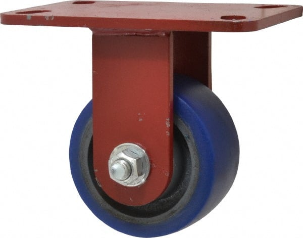 Hamilton - 4" Diam x 2" Wide x 5-5/8" OAH Top Plate Mount Rigid Caster - Polyurethane, 600 Lb Capacity, Precision Sealed Bearing, 4-1/2 x 6-1/2" Plate - Exact Tooling