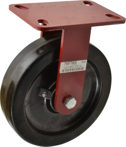 Hamilton - 8" Diam x 2" Wide x 9-3/4" OAH Top Plate Mount Rigid Caster - Phenolic, 1,400 Lb Capacity, Roller Bearing, 4-1/2 x 6-1/2" Plate - Exact Tooling