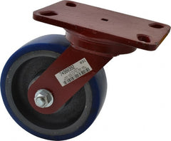 Hamilton - 6" Diam x 2" Wide x 7-3/4" OAH Top Plate Mount Swivel Caster - Polyurethane, 960 Lb Capacity, Precision Sealed Bearing, 4-1/2 x 6-1/2" Plate - Exact Tooling