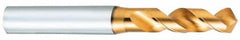 OSG - #71 130° Spiral Flute Powdered Metal Screw Machine Drill Bit - TiN Finish, Right Hand Cut, 4mm Flute Length, 38mm OAL, Standard Point, Straight Shank - Exact Tooling