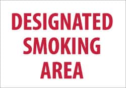 NMC - "Designated Smoking Area", 10" Long x 14" Wide, Rigid Plastic Safety Sign - Rectangle, 0.05" Thick, Use for Smoking Regulations - Exact Tooling