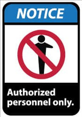 NMC - "Notice - Authorized Personnel Only", 14" Long x 10" Wide, Aluminum Safety Sign - Rectangle, 0.04" Thick, Use for Security & Admittance - Exact Tooling