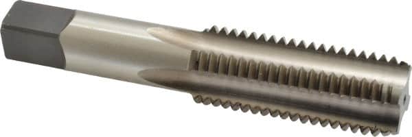 Kennametal - 1-8 UNC 3B 4 Flute Bright Finish High Speed Steel Straight Flute Standard Hand Tap - Bottoming, Right Hand Thread, 5.13" OAL, 2-1/2" Thread Length, H4 Limit, Oversize - Exact Tooling