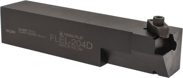 Tool-Flo - External Thread, Left Hand Cut, 1-1/4" Shank Width x 1-1/4" Shank Height Indexable Threading Toolholder - 6" OAL, FL 4R Insert Compatibility, FLE Toolholder, Series FLEL - Exact Tooling