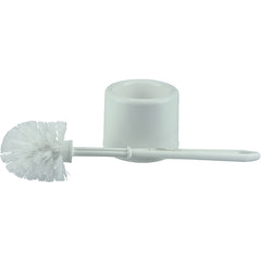 Toilet Bowl Brush Set, White Plastic Fill, Plastic Handle and Holder - Exact Tooling