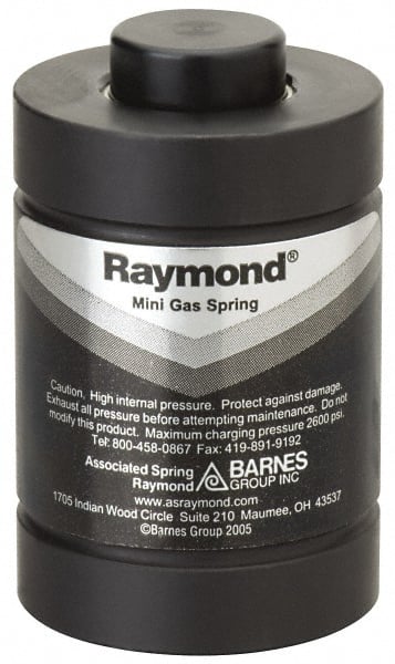 Associated Spring Raymond - M10x1.5 Mt Hole, 3.94" Rod Diam, 5.91" Diam, 10mm Max Stroke, Nitrogen Gas Spring Cylinder - 4.33" OAL, 52,800 Lb Full Stroke Spring Force, 2,175 psi Initial Charge - Exact Tooling