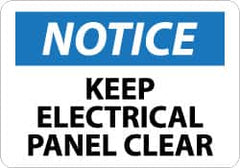 NMC - "Notice - Keep Electrical Panel Clear", 7" Long x 10" Wide, Rigid Plastic Safety Sign - Rectangle, 0.05" Thick, Use for Accident Prevention - Exact Tooling