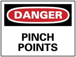 NMC - "Danger - Pinch Points", 7" Long x 10" Wide, Rigid Plastic Safety Sign - Rectangle, 0.05" Thick, Use for Accident Prevention - Exact Tooling