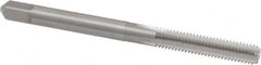 Made in USA - #10-32 UNF 2B 4 Flute Bright Finish Solid Carbide Straight Flute Standard Hand Tap - Bottoming, Right Hand Thread, 2-3/8" OAL, 7/8" Thread Length, H3 Limit, Oversize - Exact Tooling