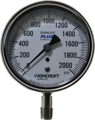 Ashcroft - 3-1/2" Dial, 1/4 Thread, 0-2,000 Scale Range, Pressure Gauge - Lower Connection Mount, Accurate to 1% of Scale - Exact Tooling