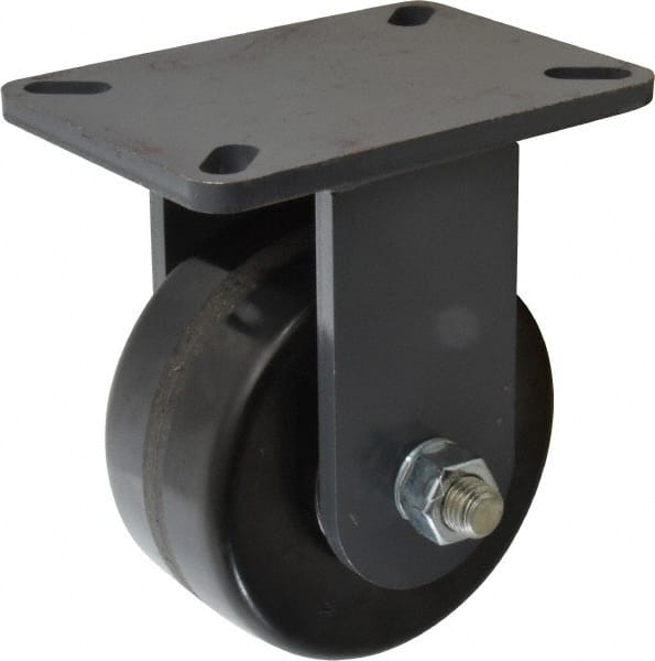 Hamilton - 6" Diam x 3" Wide x 8" OAH Top Plate Mount Rigid Caster - Phenolic, 2,000 Lb Capacity, Roller Bearing, 5-1/4 x 7-1/4" Plate - Exact Tooling