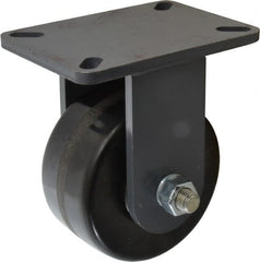 Hamilton - 6" Diam x 3" Wide x 8" OAH Top Plate Mount Rigid Caster - Phenolic, 2,000 Lb Capacity, Roller Bearing, 5-1/4 x 7-1/4" Plate - Exact Tooling