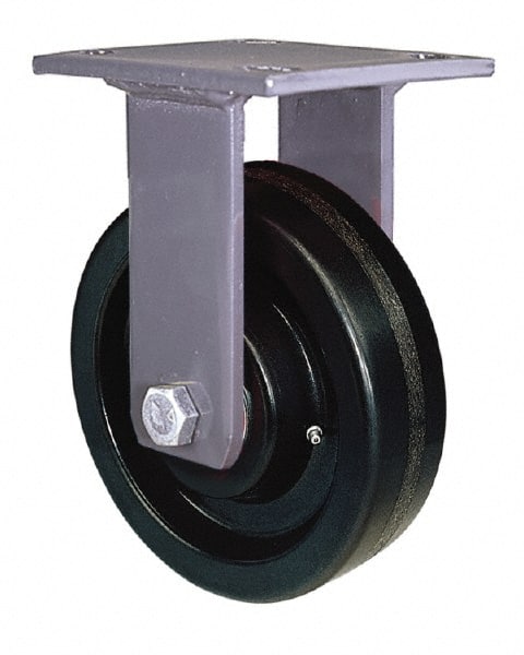 Hamilton - 8" Diam x 2" Wide x 9-1/2" OAH Top Plate Mount Rigid Caster - Polyurethane, 1,500 Lb Capacity, Precision Sealed Bearing, 4 x 4-1/2" Plate - Exact Tooling