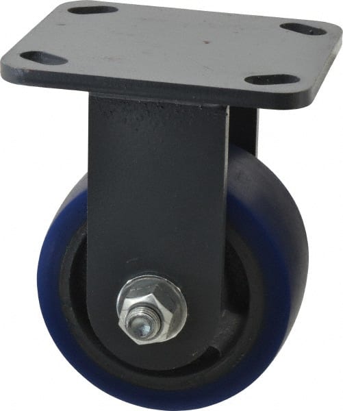 Hamilton - 4" Diam x 2" Wide x 5-5/8" OAH Top Plate Mount Rigid Caster - Polyurethane, 600 Lb Capacity, Precision Sealed Bearing, 4 x 4-1/2" Plate - Exact Tooling