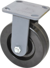 Hamilton - 6" Diam x 2" Wide x 7-1/2" OAH Top Plate Mount Rigid Caster - Phenolic, 1,200 Lb Capacity, Roller Bearing, 4 x 4-1/2" Plate - Exact Tooling