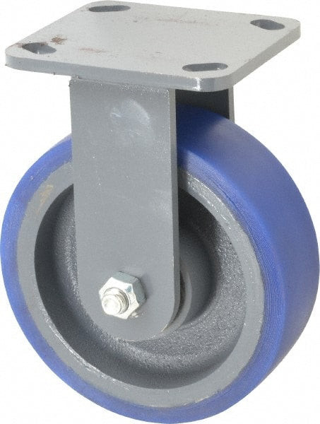 Hamilton - 6" Diam x 2" Wide x 7-1/2" OAH Top Plate Mount Rigid Caster - Polyurethane, 960 Lb Capacity, Precision Sealed Bearing, 4 x 4-1/2" Plate - Exact Tooling