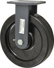 Hamilton - 8" Diam x 2" Wide x 9-1/2" OAH Top Plate Mount Rigid Caster - Phenolic, 1,400 Lb Capacity, Roller Bearing, 4 x 4-1/2" Plate - Exact Tooling