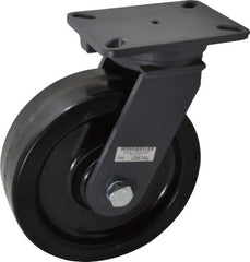 Hamilton - 10" Diam x 3" Wide x 12-1/2" OAH Top Plate Mount Swivel Caster - Phenolic, 2,900 Lb Capacity, Roller Bearing, 5-1/4 x 7-1/4" Plate - Exact Tooling