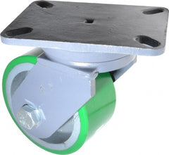 Hamilton - 6" Diam x 3" Wide x 8" OAH Top Plate Mount Swivel Caster - Polyurethane, 2,200 Lb Capacity, Precision Sealed Bearing, 5-1/4 x 7-1/4" Plate - Exact Tooling