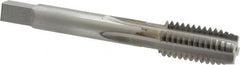 Made in USA - 1/2-13 UNC 2B 4 Flute Bright Finish Carbide-Tipped Straight Flute Machine Tap - Plug, Right Hand Thread, 3-3/8" OAL, H3 Limit, Oversize, Through Coolant - Exact Tooling