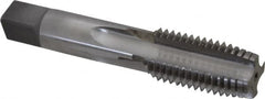 Made in USA - 1-8 UNC 2B 4 Flute Bright Finish Carbide-Tipped Straight Flute Machine Tap - Plug, Right Hand Thread, 5-1/8" OAL, H4 Limit, Oversize, Through Coolant - Exact Tooling