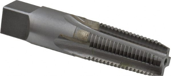 Made in USA - 1/4-18 NPTF Thread, 4 Flute Standard Pipe Tap - 2-7/16" OAL, Bright Finish, Carbide-Tipped - Exact Tooling
