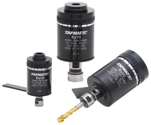 Tapmatic - Model RX30, No. 0 Min Tap Capacity, 1/4 Inch Max Mild Steel Tap Capacity, 5/8-16 Mount Tapping Head - 21600 (J116), 21700 (J117) Compatible, Includes Tap Clamping Wrenches, for Manual Machines - Exact Tooling