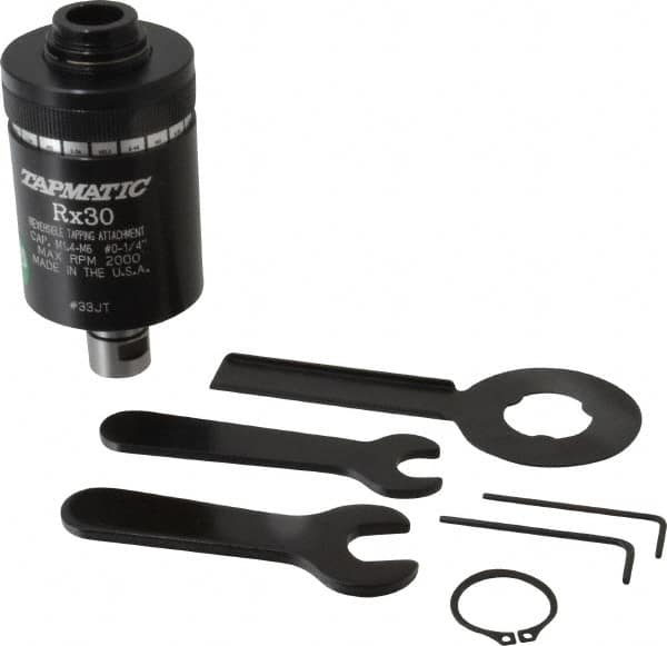 Tapmatic - Model RX30, No. 0 Min Tap Capacity, 1/4 Inch Max Mild Steel Tap Capacity, JT33 Mount Tapping Head - 21600 (J116), 21700 (J117) Compatible, Includes Tap Clamping Wrenches, for Manual Machines - Exact Tooling