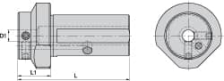 Kennametal - 20mm Hole Diamter, KM63XMZ Outside Modular Connection, Boring Bar Reducing Adapter - 30mm Projection, 58mm Nose Diameter, 105mm Overall Length, Through Coolant - Exact Tooling
