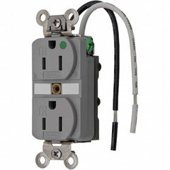 Hubbell Wiring Device-Kellems - 125V 15A NEMA 5-15R Hospital Grade Gray Straight Blade Duplex Receptacle - Exact Tooling