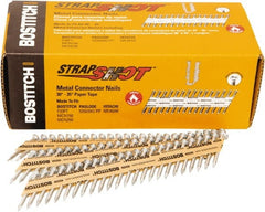 Stanley Bostitch - 16 Gauge 0.0598" Shank Diam 1-1/2" Long Metal Connecting Nails for Power Nailers - Steel, Bright Finish, Smooth Shank, Angled Stick Paper Tape Collation, Round Head - Exact Tooling