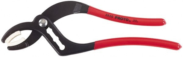 Proto - 9-1/2" OAL, 2-1/2" Max Capacity, 4 Position Tongue & Groove Pliers - Smooth Curved Jaws, Curved Head, Plastic Dipped Handles - Exact Tooling