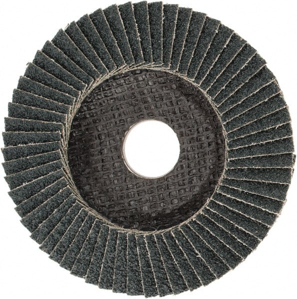 PFERD - 40 Grit, 4-1/2" Disc Diam, 7/8" Center Hole, Type 29 Zirconia Alumina Flap Disc - 13,300 Max RPM, Fiberglass Backing, Arbor Attaching System, Coated - Exact Tooling