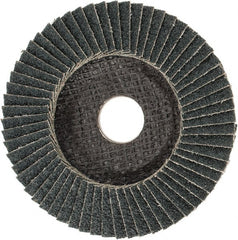 PFERD - 40 Grit, 4-1/2" Disc Diam, 7/8" Center Hole, Type 29 Zirconia Alumina Flap Disc - 13,300 Max RPM, Fiberglass Backing, Arbor Attaching System, Coated - Exact Tooling