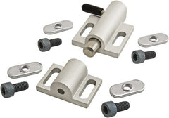 80/20 Inc. - 76mm Long x 38mm Wide x 0.66mm High, Deadbolt Latch with Side Latch - Aluminum Body with Stainless Steel Bolt, Spring & Handle, with Clear Anodized Finish - Exact Tooling