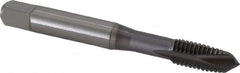 OSG - M8x1.25 Metric Coarse, 3 Flute, TiCN Finish, Vanadium High Speed Steel Spiral Point Tap - Plug Chamfer, Right Hand Thread, 2-23/32" OAL, 1-1/8" Thread Length, 0.318" Shank Diam, 6H Class of Fit - Exact Tooling
